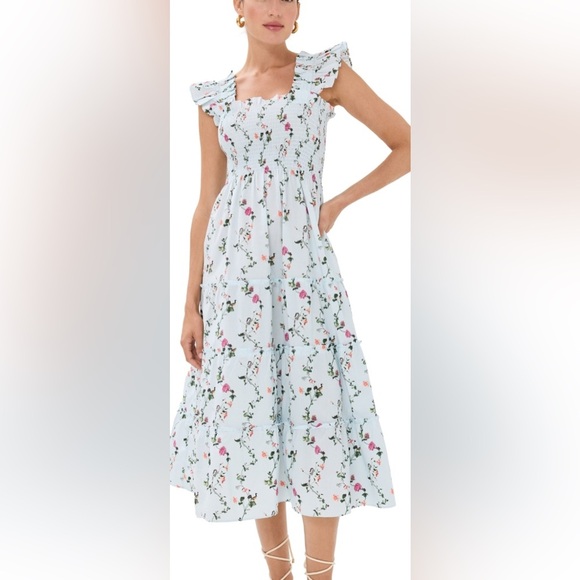 Hill House The Ellie Nap Midi Dress in Pond Floral Light Blue Size 2XL - Picture 1 of 11
